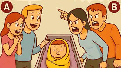 Can you find who is the real parent of the child? Take a closer look at the image