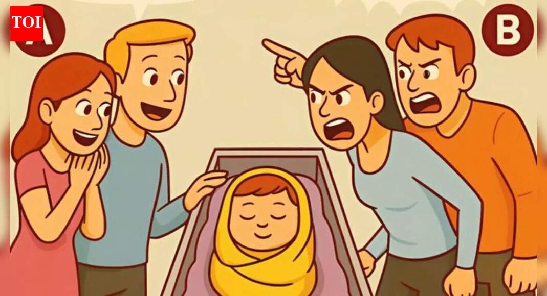 Can you find who is the real parent of the child? Take a closer look at the image