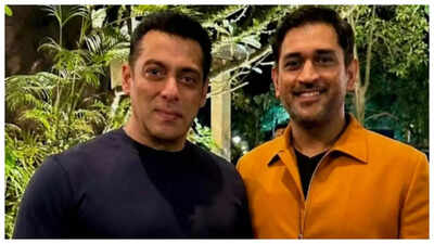 MS Dhoni and Salman Khan are all smiles as they pose for photos at his Panvel farmhouse for his 60th birthday bash