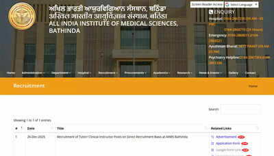 AIIMS Bathinda recruitment 2025: Apply online for Tutor and Clinical Instructor posts at aiimsbathinda.edu.in
