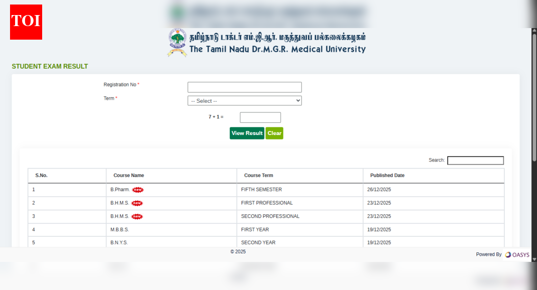 Tamil Nadu Dr MGR Medical University result 2025 released at tnmgrmu.ac.in: Check direct link to download here