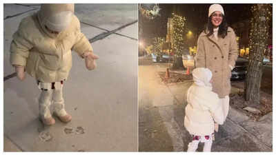 Priyanka Chopra's daughter Malti Marie's pure joy on seeing her footprints in the snow spreads holiday cheer like no other - Watch