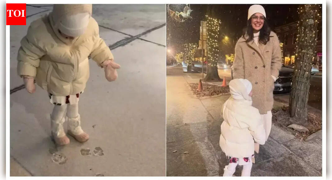 Priyanka Chopra's daughter Malti Marie's pure joy on seeing her footprints in the snow spreads holiday cheer like no other - Watch