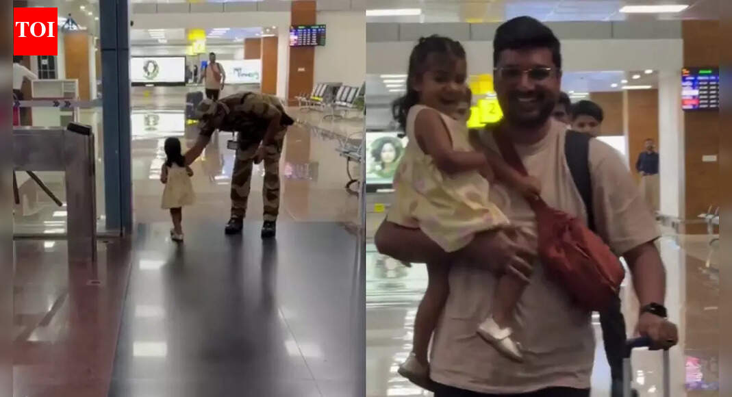 CISF officer’s thoughtful gesture as a little girl rushes to meet her father at the airport goes viral; watch
