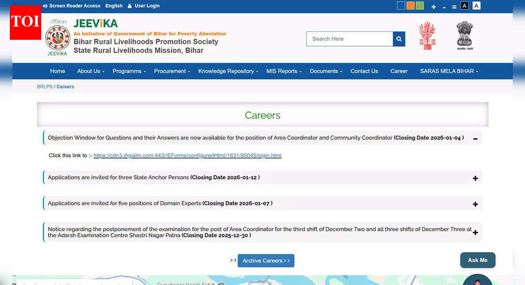 Bihar Jeevika answer key 2025 released, objection window open for Area and Community Coordinator posts; check direct link here