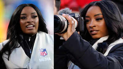 Jonathan Owens’ Olympic gold medalist wife Simone Biles turns into NFL photographer for Chicago Bears vs San Francisco 49ers
