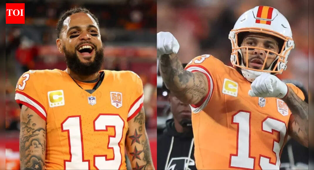 Tampa Bay Buccaneers WR Mike Evans hands his gloves to a young fan, sparking a reaction of pure, unforgettable joy