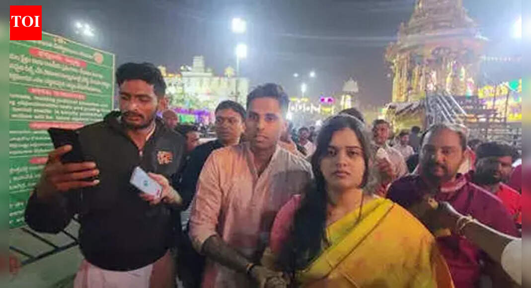 Suryakumar Yadav, wife Devisha seek divine blessings at Tirumala | WATCH