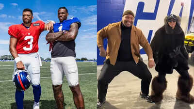 Russell Wilson’s wife Ciara dances with Giants DT Dexter Lawrence even though the QB is behind Jaxson Dart and Jameis Winston