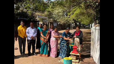 Deputy mayor leads clean-up drive outside Tilakwadi Govt School