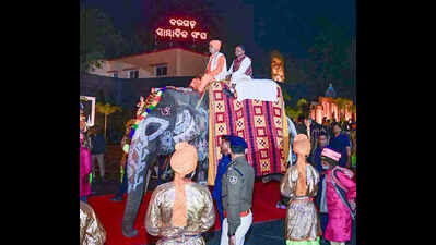 Odisha CM rides elephant as royal guest at Dhanu Yatra