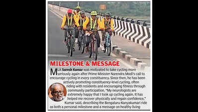 Age, illness no bar: At 70, Bengaluru legislator pedals 702km to Kanyakumari in five days