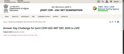 NTA CSIR UGC NET answer key 2025 objection window closes tomorrow for December session: Direct link to raise challenges here