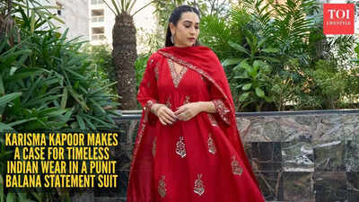Karisma Kapoor’s red choga look is proof that understated festive fashion always wins