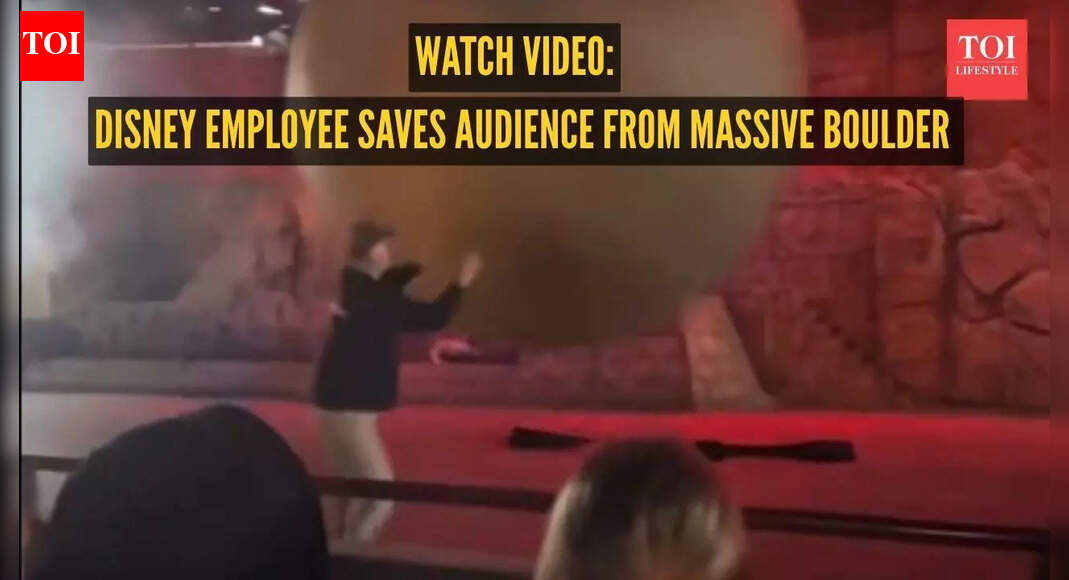 Watch video: Disney employee saves audience from massive boulder during Indiana Jones show