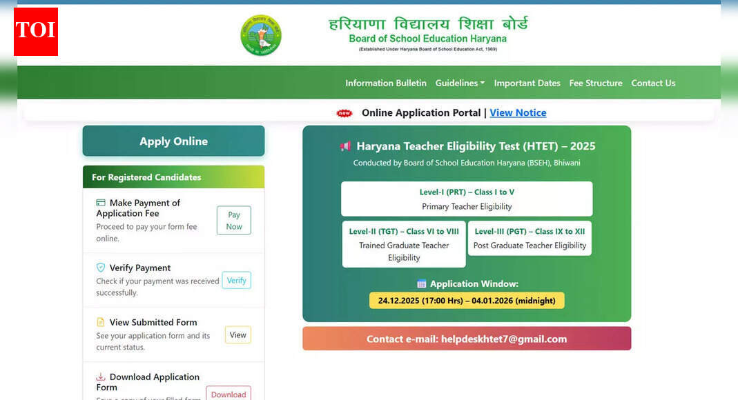 HTET 2026 notification released bseh.org.in: Aadhaar card optional, PAN card, Voter ID, Passport, Driving Licence accepted for registration