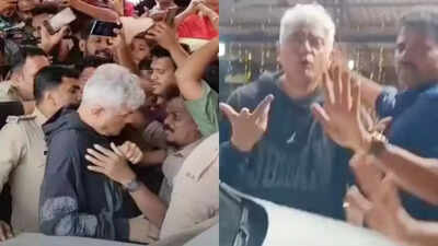 After Thalapathy Vijay, Sreeleela, Samantha Ruth Prabhu and Nidhhi Agerwal, Ajith Kumar gets mobbed while visiting Oottukulangara Bhagavathy Temple with family - See VIRAL video
