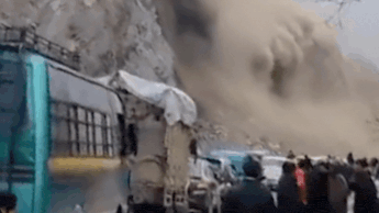 Kashmir landslide horror: Massive rocks crash onto NH-1 near Baramulla; video shows motorists running for cover