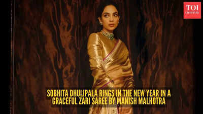 Sobhita Dhulipala’s New Year saree moment in Manish Malhotra’s zari weave is all about grace and royal poise
