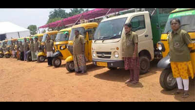 Women power panchayat sanitation drive in Malavalli taluk