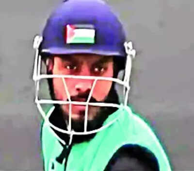 Pulwama cricketer wears helmet with Palestinian flag sticker; cops start probe