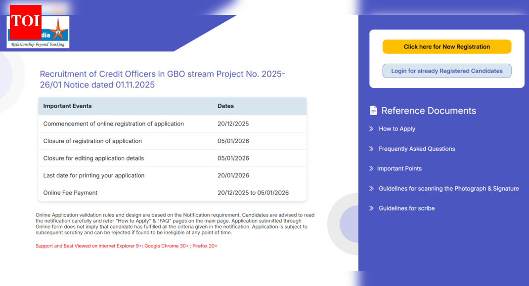 Bank of India Credit Officer application window 2026 closing tomorrow: Direct link to apply here