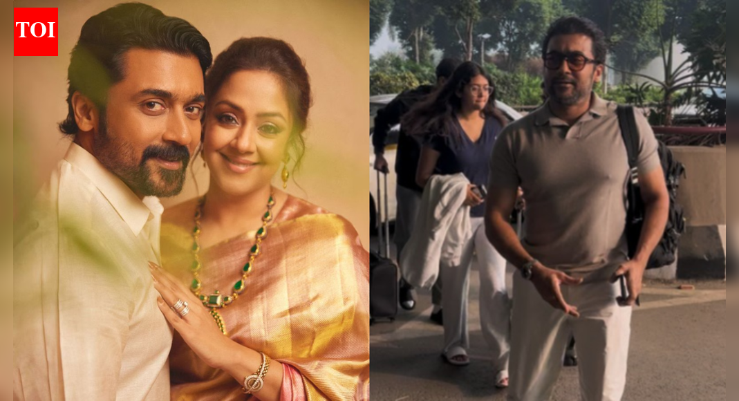 Suriya and Jyothika's Family Outing: Spotted at Mumbai Airport with Kids Diya and Dev