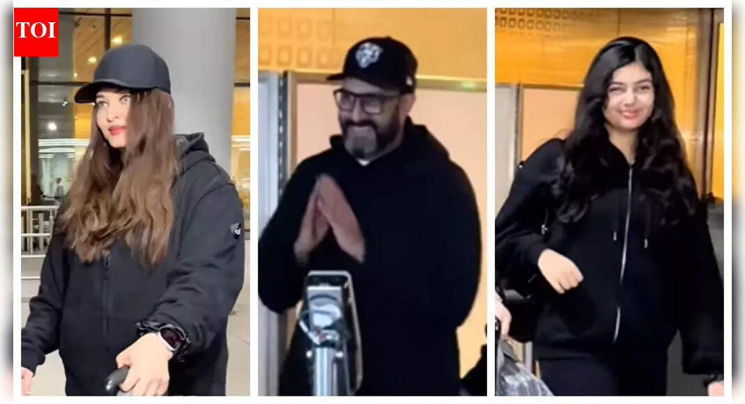 Aishwarya Rai, Abhishek Bachchan and Aaradhya Bachchan are all smiles on their return home after New York getaway - WATCH