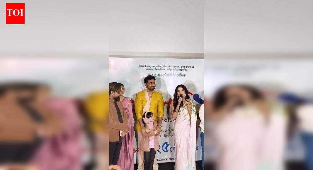 Dev and Jyotirmoyee Kundu spotted at a press conference in the city