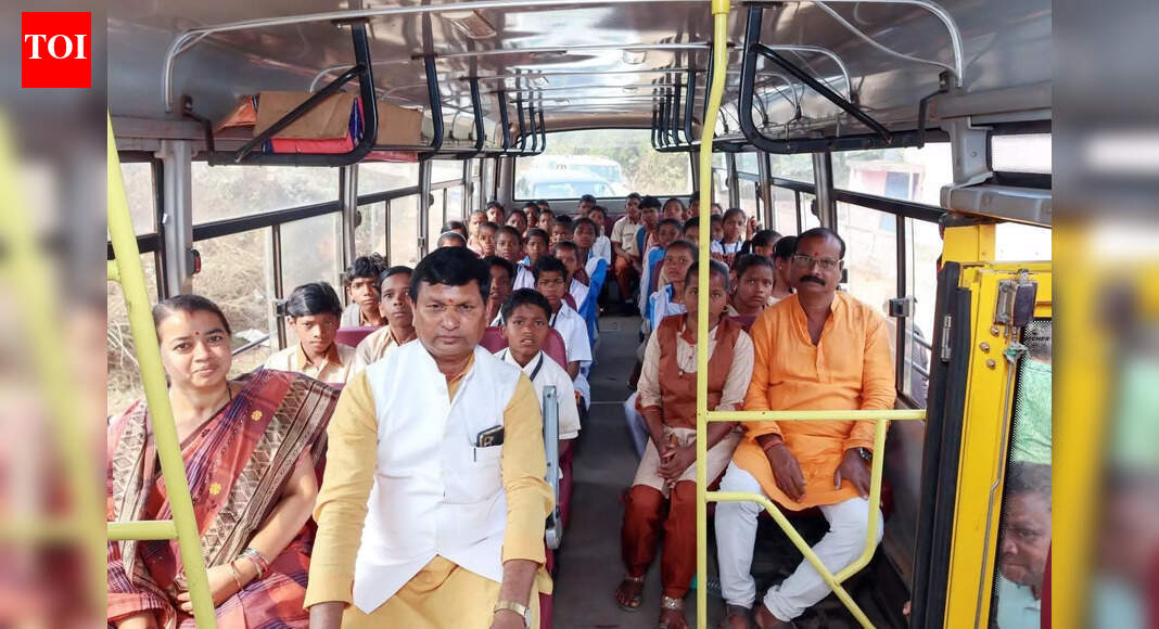 School bus rolls on Nagada hillock for 1st time