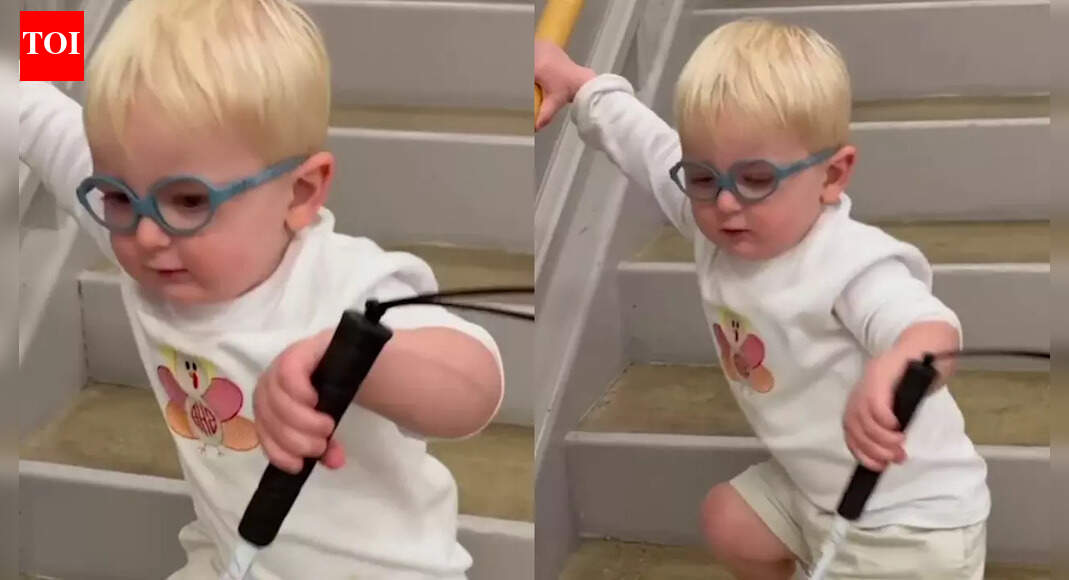 A video of a visually impaired little boy walking down the stairs is winning hearts; watch