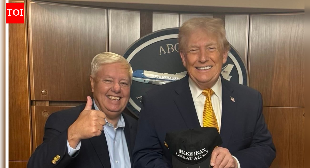 Trump signs 'Make Iran Great Again' hat for Republican senator who hopes 2026 will be the year that...