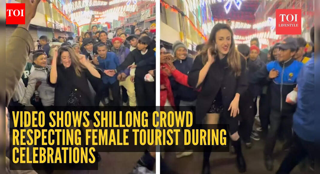 Watch: Heartwarming video shows Shillong crowd respecting female tourist during celebrations