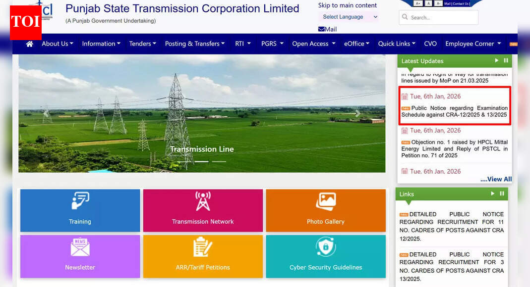 PSTCL CBT Exam 2026 schedule released, exams to run between 13 and 16 January; check details here