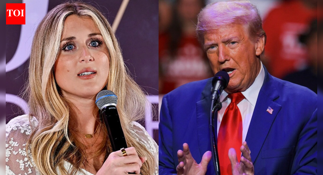 “This is perfect”: Riley Gaines reacts after Donald Trump’s transgender weightlifter imitation video goes viral