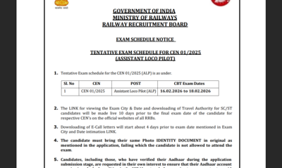 RRB releases schedule for ALP, Paramedical, and Technician exams: Check important dates here
