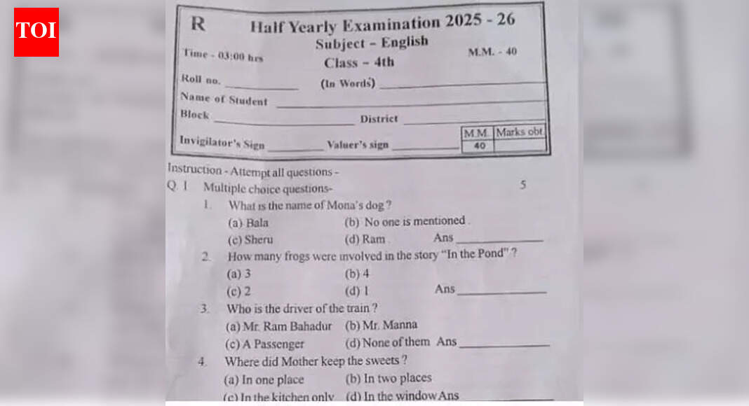 Chhattisgarh class 4 exam sparks row after ‘Ram’ listed as dog’s name option in question paper