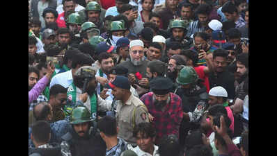 Owaisi leads foot march day after attack on Jaleel’s car in Sambhajinagar, police arrest 11 accused