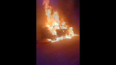 Showroom employee charred to death in Coimbatore after car catches fire in accident