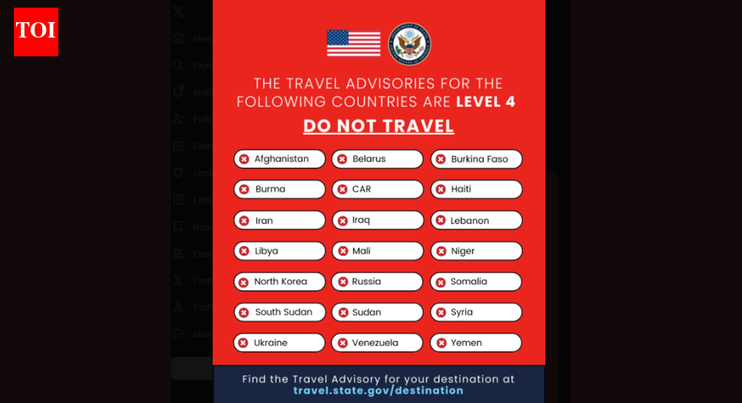 US issues highest ‘Level 4 - Do Not Travel’ warning for over 20 countries: See full list