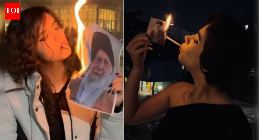 Iran protests: Why are women lighting cigarettes from burning Khamenei photo? See photos