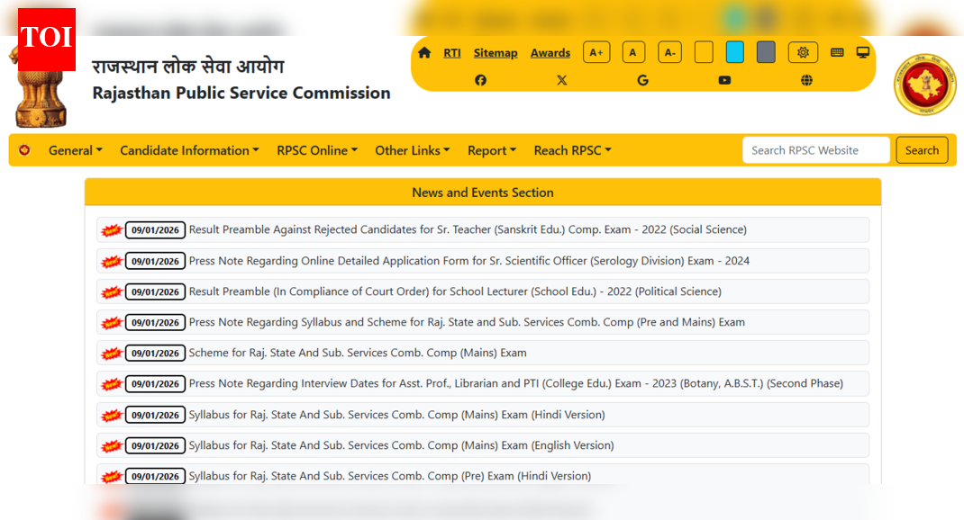 RPSC Combined Civil Services exam 2026 syllabus released for Prelims and Mains: Check paper-wise scheme and pattern here