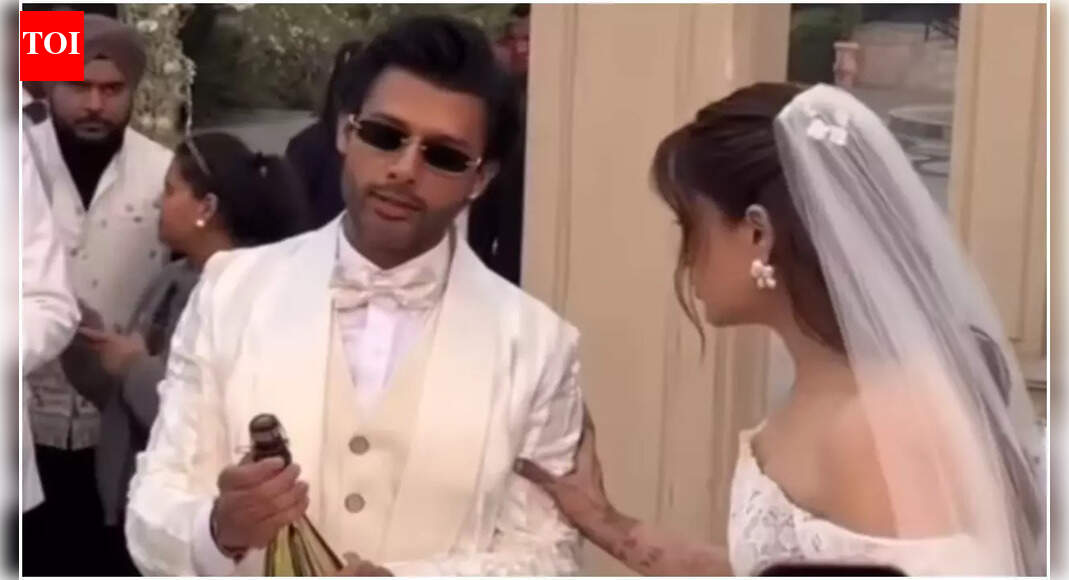 Kriti Sanon's sister Nupur Sanon and Stebin Ben pop champagne as they celebrate their Christian wedding - Watch VIRAL video