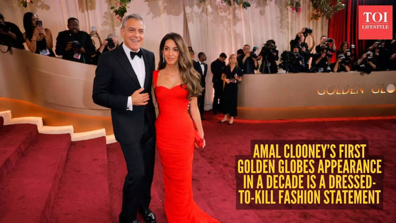 Amal Clooney returns to the Golden Globes after 10 years and delivers a  dressed-to-kill red carpet moment - The Times of India