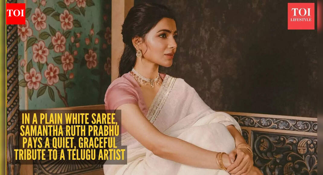 Samantha Ruth Prabhu is grace personified in a plain white saree, her tribute to a legendary Telugu artist