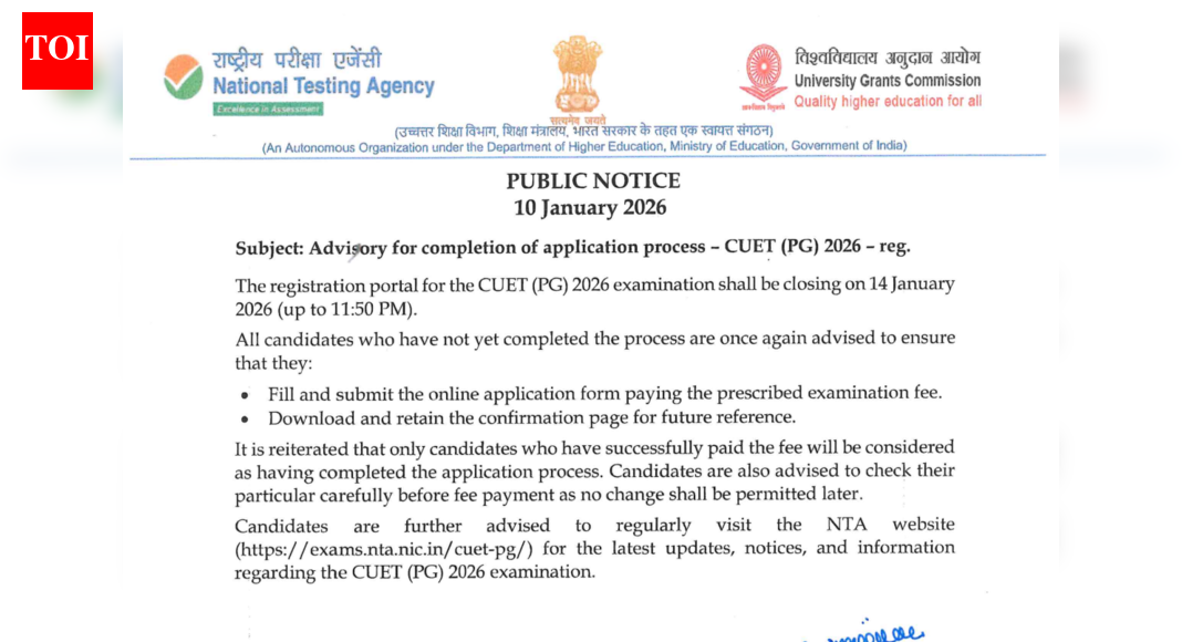 CUET PG 2026: NTA issues important advisory ahead of registration deadline; check details here
