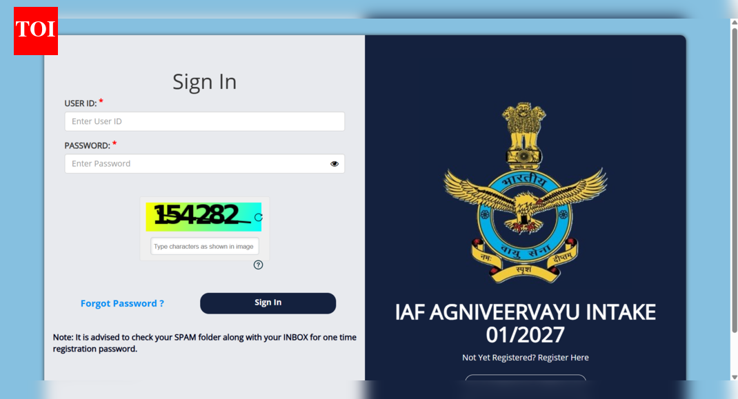IAF Agniveervayu intake 01/2027 registration begins: Check direct link to apply and key details here