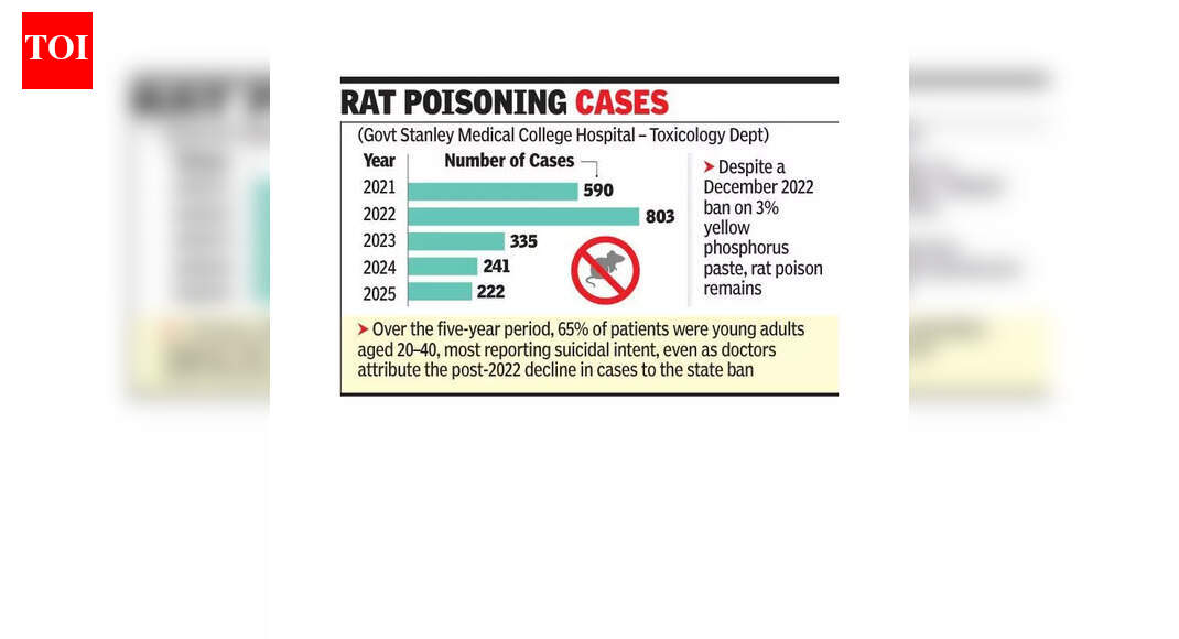 Rat poison brought 222 people to govt hospitals in 2025, most from north dists | Chennai News