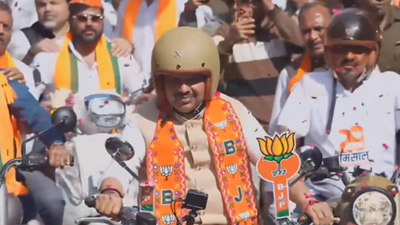 Devendra Fadnavis rides Royal Enfield during Mahayuti roadshow in Nagpur - watch