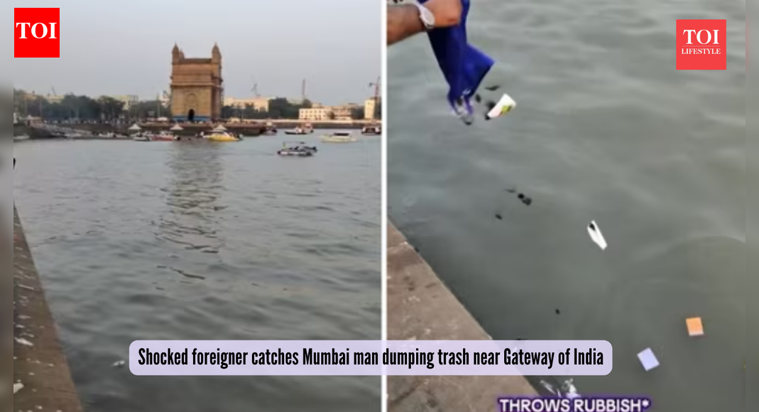 No civic sense? Shocked foreigner catches Mumbai man dumping trash near Gateway of India